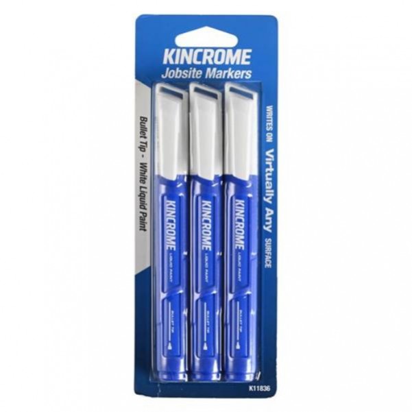 Kincrome K11836 - 3 Piece White Paint Marker Bullet Tip  Markers & Pens